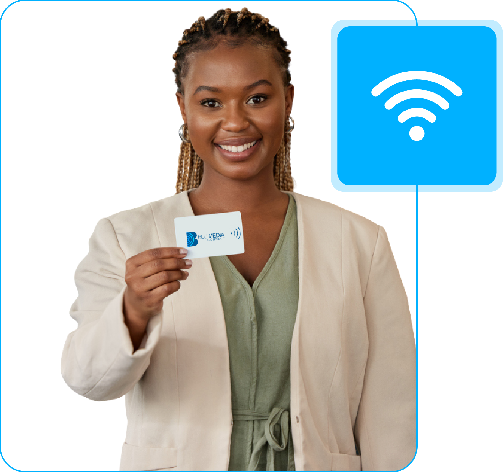 Person holding a business card